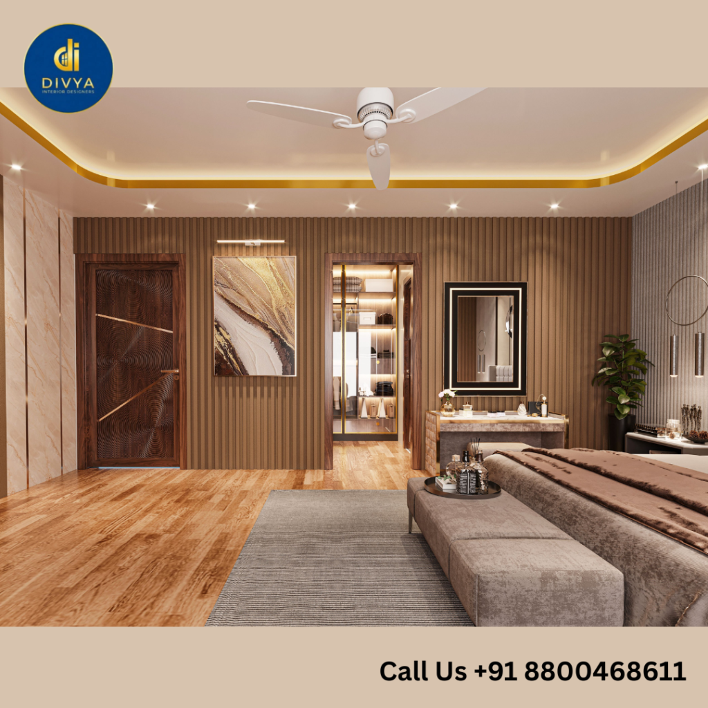 Modern living room interior design with smart furniture layout and warm lighting