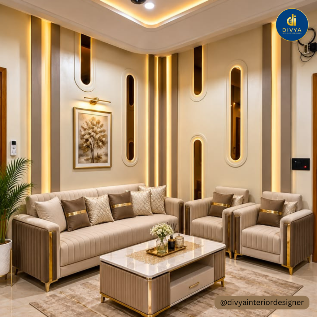 Living Room Interior Design | Divya Interior Designer